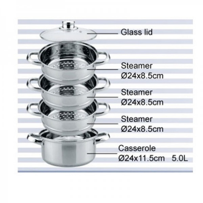 Set Oale Inox pentru Fiert la Aburi 5 piese Bohmann BH3217 5L