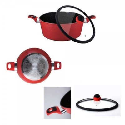 Oala Interior Marmorat cu Capac 24cm 3.7L Meisterklasse MK103324