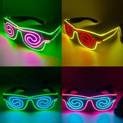 Ochelari de Party si Festivaluri Spiral LED pe Baterii, Diverse Culori