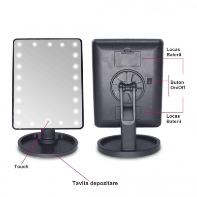 Oglinda Cosmetica Iluminata 22LED cu Touch si Lumina Reglabila XR1608