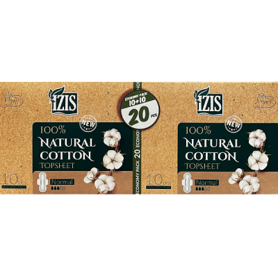 Pachet 20 Absorbante Cotton Invelis Bumbac Natural Izis Normal CNN51237