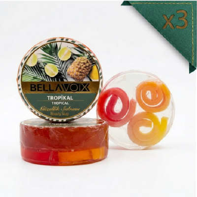 Pachet 3 Sapunuri Elegante cu Insertii 135g Tropical Bellavoix 3xMGR35937