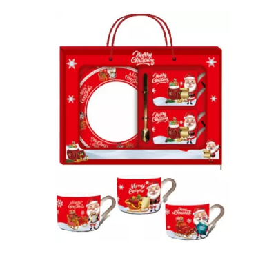 Pachet Cadou 2 Cani Ceramice 2 Lingurite 2x Farfurii Div.Modele Craciun WEI SD-00154 DNC54202