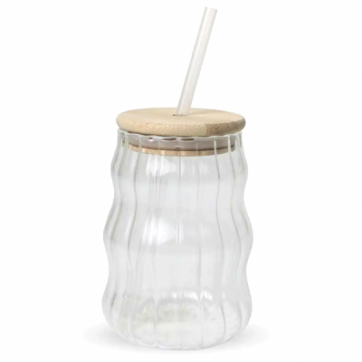 Pahar din Sticla Borosilicata Perete Dublu cu Pai 450ml Wei A16328 DNC67622