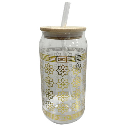 Pahar din Sticla cu Pai si Capac DIV.MODELE 3-48 400ml CNN52924