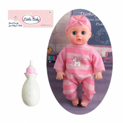 Papusa bebelus Little Baby cu biberon si costum roz 30cm AD609-B1 CWT