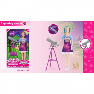 Papusa cu telescop si catelus set de joaca Exploring Space WG172 CWT