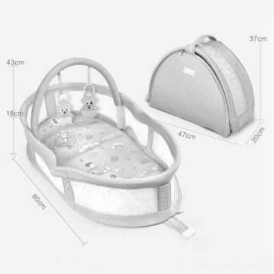Patut bebe portabil 80cm cosulet Gri jucarii incluse 2018-10 CWT