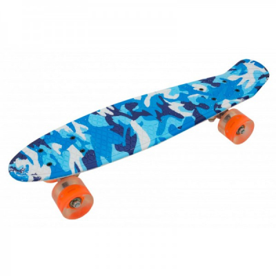 Penny Board cu Roti Silicon 55x15cm SB2406 JU Camuflaj Blue