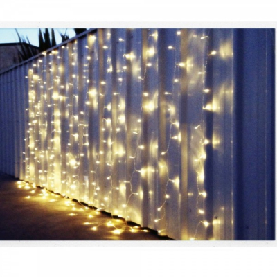 Perdea Luminoasa Craciun Exterior 3x1.2m 1400LED Alb Cald Fir Alb 9004