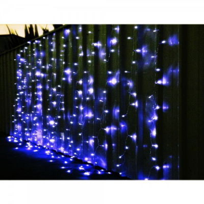 Perdea Luminoasa Craciun Exterior 3x1.2m 1400LED Albastra Fir Alb 9004