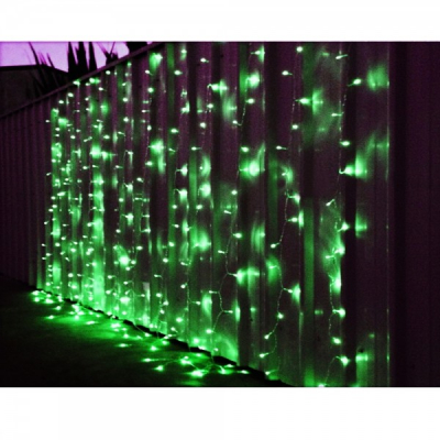 Perdea Luminoasa Craciun Exterior 3x1.2m 1400LED Verde Fir Alb 9004