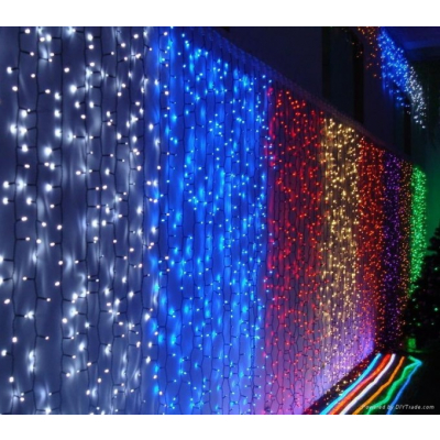 Perdea Luminoasa Exterior 288 LEDuri Albastre 3x3m Fir Negru