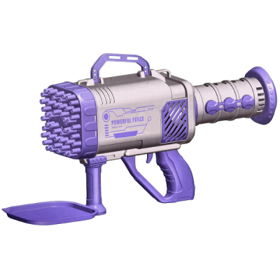 Pistol Jucarie Bazooka 60 Orificii Baloane Sapun Acumulator Roz/Blue