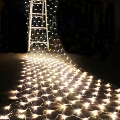 Plasa Luminoasa Craciun 6x4m 672LED Alb Cald Fir Incolor 6016WW