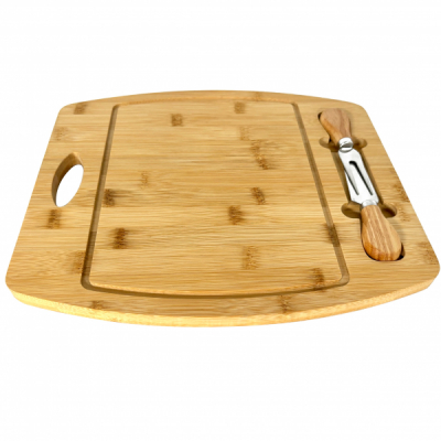 Platou bambus 2 accesorii inox branzeturi 29.5x33cm Grunberg GR5821