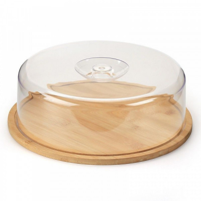 Platou Bambus cu Capac Tort Branzeturi 26x28x8.5cm Wei A13970 DNC56752