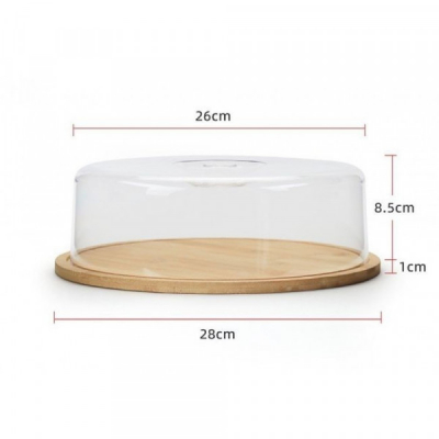 Platou Bambus cu Capac Tort Branzeturi 26x28x8.5cm Wei A13970 DNC56752