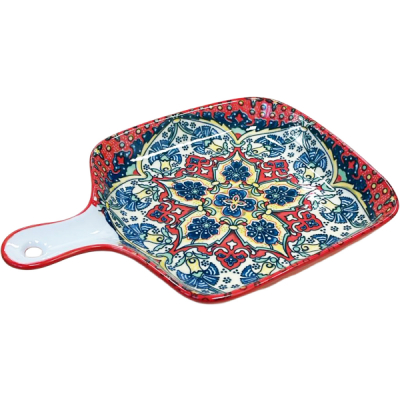 Platou Servire Ceramica cu maner Model Traditional 22x15.5x4cm 24-114 CNN52676