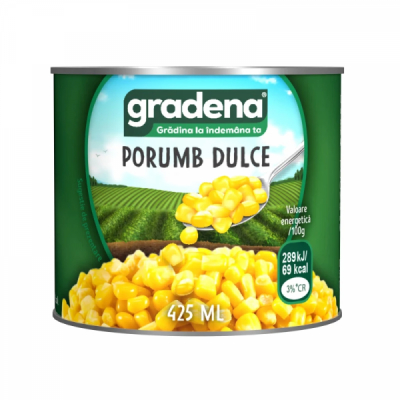 Porumb Dulce Boabe Fara Conservanti, Fara Zahar, Doza cu Inel Gradena 425ml MGR