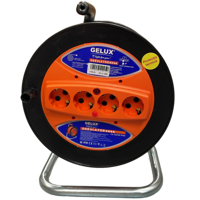 Prelungitor 20m 4 prize 3x1.5mm derulator termocupla Gelux GL-DR4E1520 CNN51354