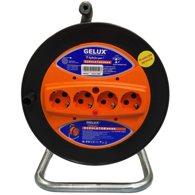 Prelungitor 20m 4 prize 3x2.5mm derulator termocupla Gelux GL-DR4E2520 CNN51355