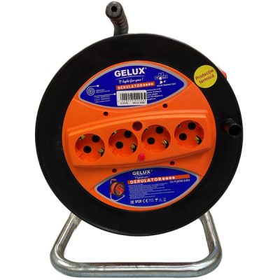 Prelungitor 50m 4 prize 3x1.5mm derulator termocupla Gelux GL-DR4E1550 CNN51357
