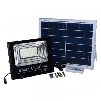 Proiector 60W LED Alb Panou Solar Telecomanda IP67 18D036 XXM