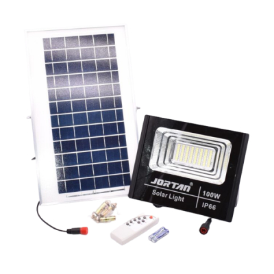 Proiector LED 100W Alb Rece Panou Solar Telecomanda IP66 JTBJ100WTZ