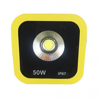 Proiector LED 50W Alb Rece 220V  Rama Galbena