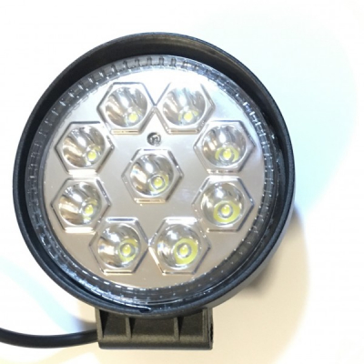 Proiector LED Auto Offroad 9 LEDuri 27W 12V/24V Rotund Lentila Silver