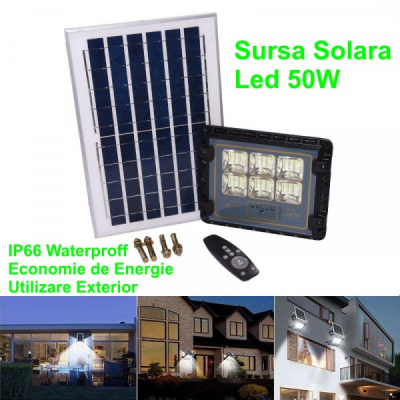 Proiector LEDuri 50W Panou Solar Telecomanda Senzor IP65 18D042 XXM