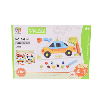 Puzzle 3D Educativ Copii 4in1 cu Masinute Toy Bricks 69914