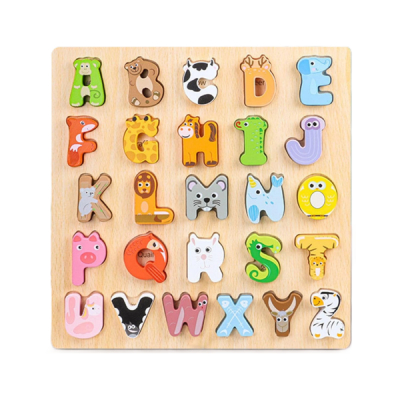 Puzzle Alfabet Copii Ilustrat cu Piese Mari din Lemn Kabi 0088 CWT