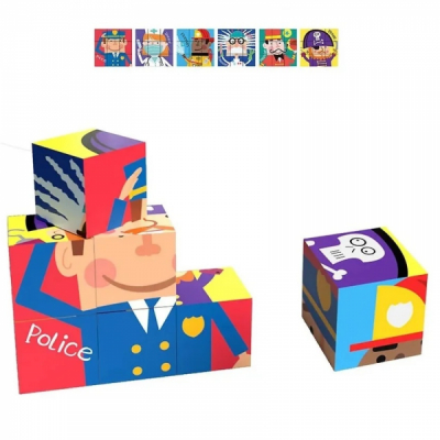 Puzzle educativ format din 9 cuburi 6in1 Meserii 88695 CWT