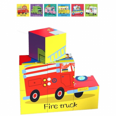 Puzzle educativ format din 9 cuburi 6in1 Vehicule 88696 CWT