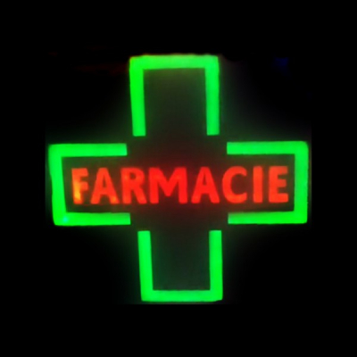 Reclama Luminoasa cu LEDuri tip Caseta Neon Cruce Farmacie 48x48cm