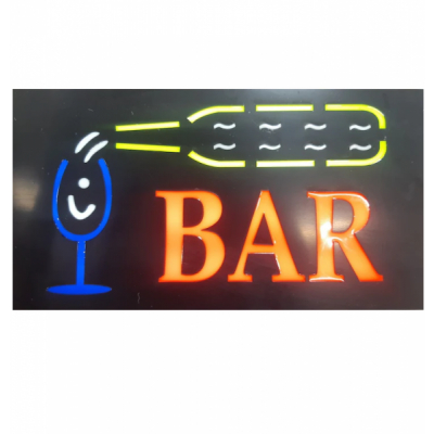 Reclama Luminoasa Interior BAR Neon Animat Sticla si Pahar 50x25cm KNH