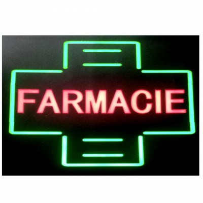 Reclama Luminoasa Panou LEDuri Caseta Neon Cruce Farmacie 48x23cm KNH