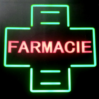 Reclama Luminoasa Panou LEDuri Caseta Neon Cruce Farmacie 48x48cm KNH