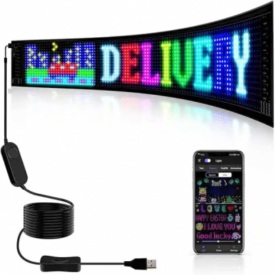 Reclama Luminoasa RGB LED 39x10.7cm Control apicatie USB Mesaj derulat personalizat SNH