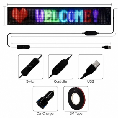 Reclama Luminoasa RGB LED 39x10.7cm Control apicatie USB Mesaj derulat personalizat SNH