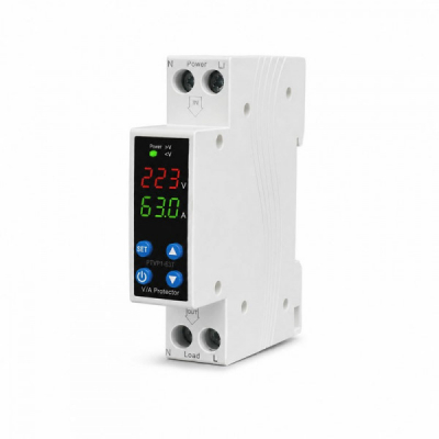 Releu Protectie Tensiune si Curent Reglabil 63A pe Sina DIN DALBI 5D049 XXM