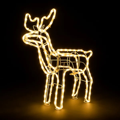 Ren Craciun 3D Furtun Neon Flex LED Alb Cald Static 60x70cm Priza NMG