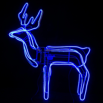 Ren Craciun 3D Furtun Neon Flex LED Albastru Static 60x70cm Priza NMG