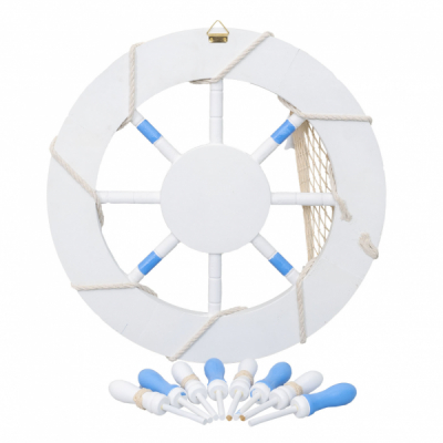 Roata decorativa din MDF 44.5cm model carma marina alb/blue Zilan ZTS8035