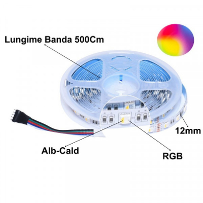 Rola 5m Banda LED RGBWW 5050 60LED/ml 300LED Interior IP20 18A106 XXM