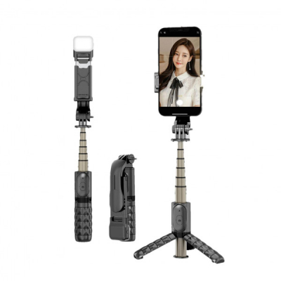 Selfie Stick cu Trepied cu Telecomanda Bluetooth si LED Andowl Q10S