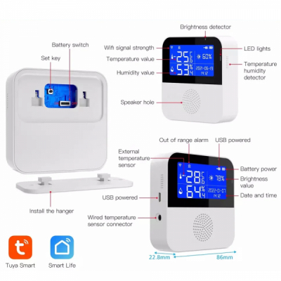 Senzor Inteligent Temperatura Umiditate Sonda WiFi App Andowl QWD01