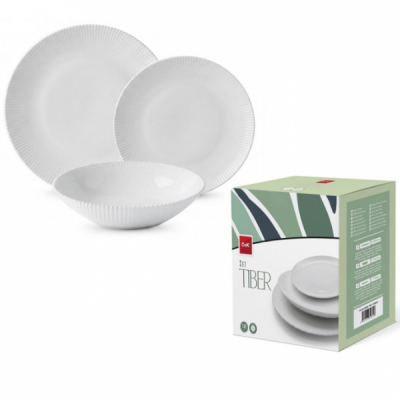 Serviciu de Masa 3x6piese 18 Farfurii Opal Rotund ALB Cok Tiber CNN55056